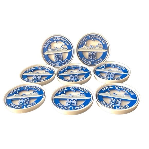 Vintage Royal Caribbean Cruise Coasters Set Lot of 8 With Holder/Box Take a Sip - Picture 2 of 14
